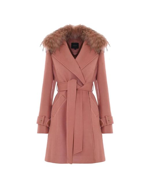 Kocca Red Weicher tel mit pelzkragen und taschen