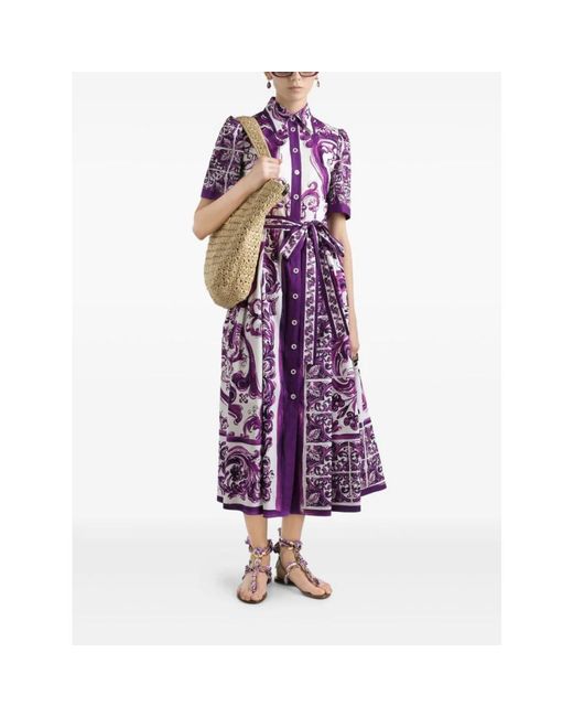 Dolce & Gabbana Purple Shirt Dresses