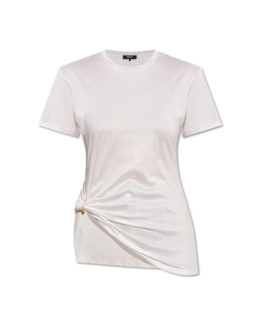 Versace White Top Mit Einer Dekorativen Sicherheitsnadel