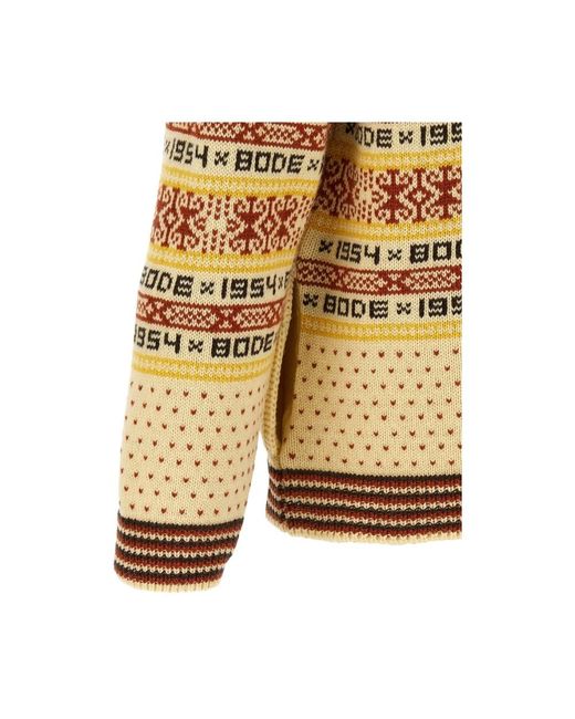 Bode Truien & Vesten ,Veelkleurig ,Wol Crew Neck Button Cardigan in het Yellow voor heren