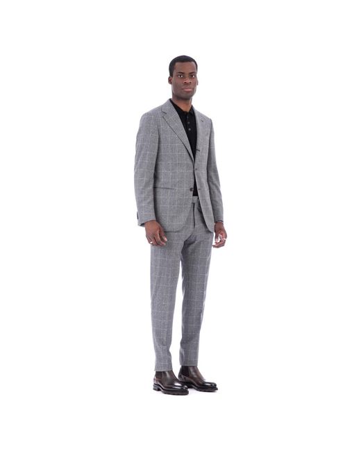 Caruso Gray Single Breasted Suits for men