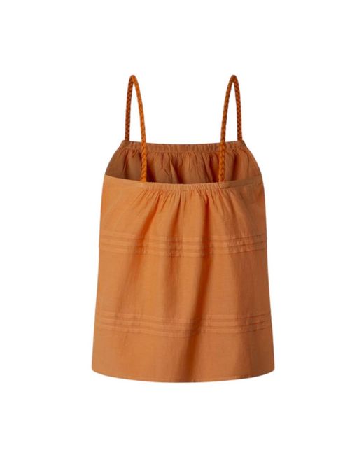 Pepe Jeans Brown Sleeveless Tops
