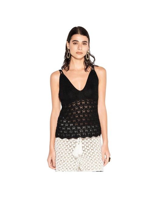 Akep Black Sleeveless Tops