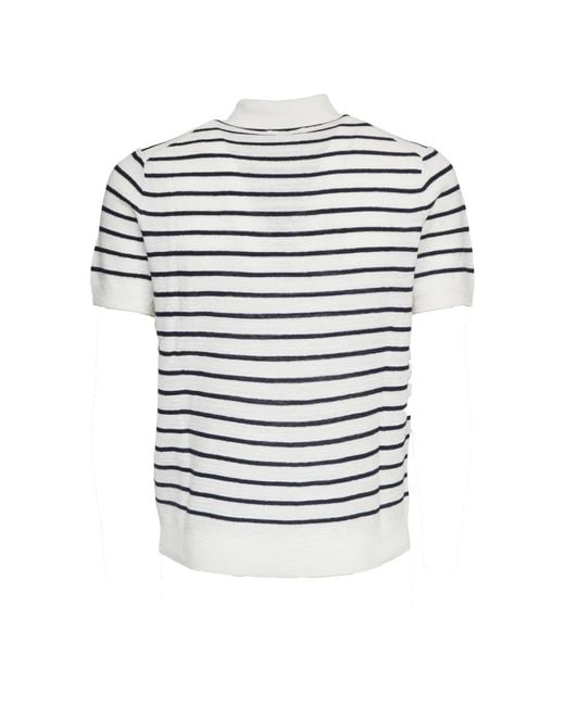 Polo Ralph Lauren White Striped Three Button Regular Polo Shirt for men
