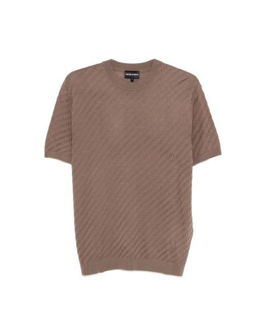 Emporio Armani Brown Round-Neck Knitwear for men