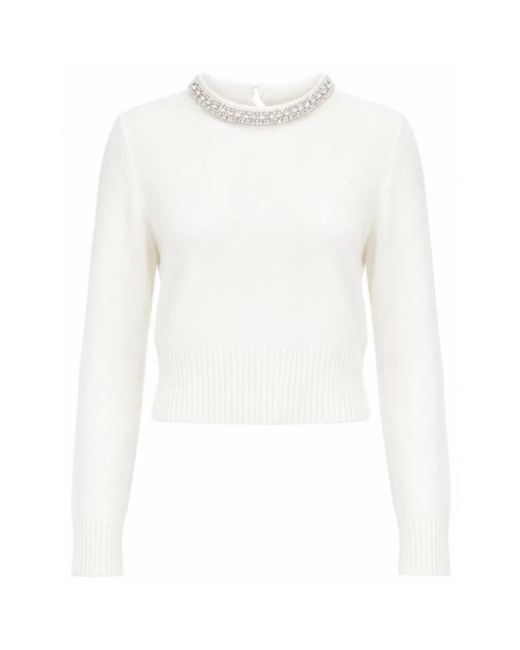 Pinko White Round-Neck Knitwear