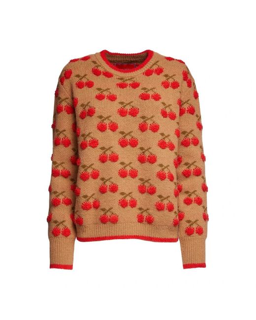 LaDoubleJ Orange Cherry Intarsia Pullover