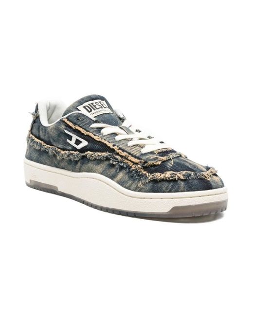 DIESEL Blaue Fransige Schnürsneakers in Green für Herren
