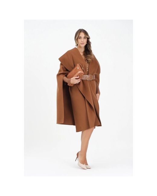 Elisabetta Franchi Brown Belted Coats