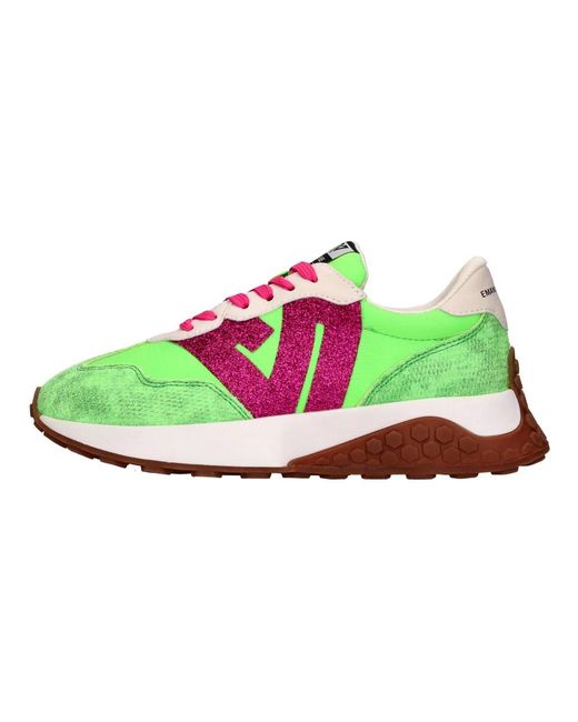Emanuélle Vee Schoenen ,Groen ,Leer Sneakers Groen in het Green