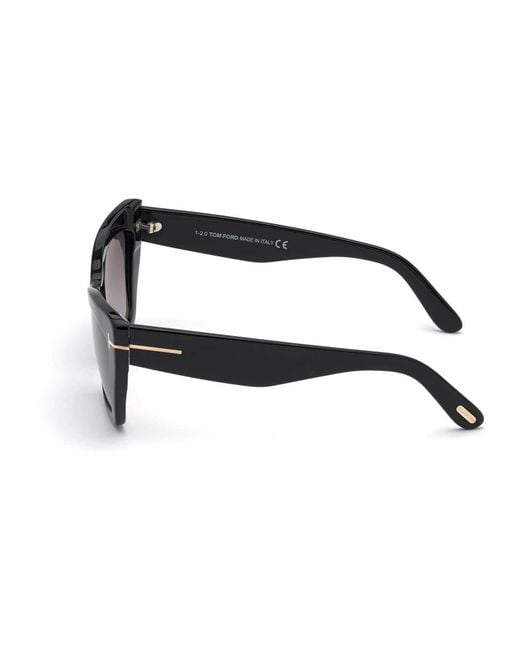 Tom Ford Black Schwarze cat-eye sonnenbrille mit grauen verlaufsgläsern