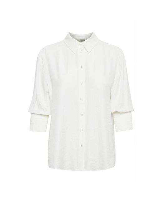Cream Overhemden ,Wit ,Nylon Vrouwelijke Shirt Met Smock Manchetten in het White