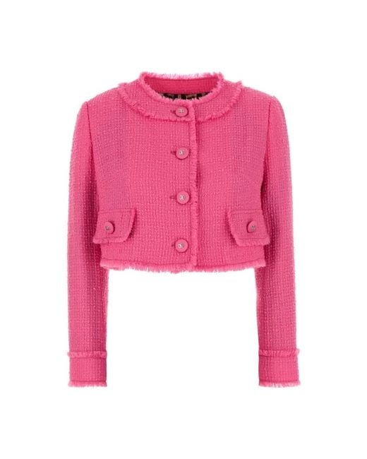Dolce & Gabbana Jassen ,Roze ,Tweed Fuchsia Tweed Blazer Voor Vrouwen in het Pink