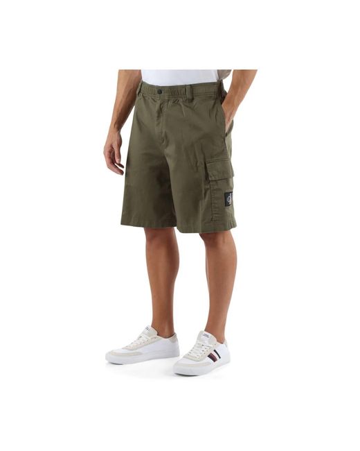 Calvin Klein Cargo stretch baumwoll bermuda shorts in Green für Herren
