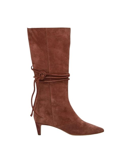 Forte Forte Brown Wildleder Stiefeletten Mit Mittelhohem Absatz Und Weichem Schaft