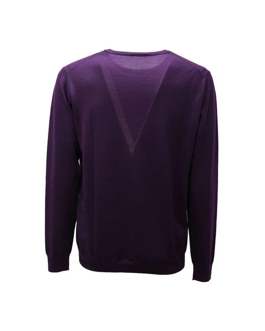 Paolo Pecora Lila Wollpullover Mit Halsdetail in Blue für Herren