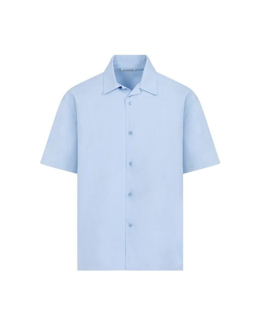 Camicia blu in cotone a maniche corte di Jil Sander in Blue da Uomo