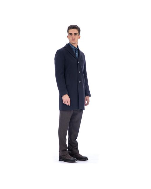 Tagliatore Blue Single-Breasted Coats for men
