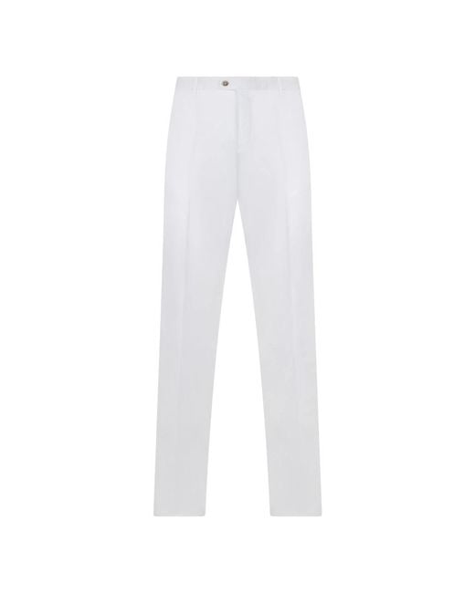 Fedeli White Slim-Fit Trousers for men