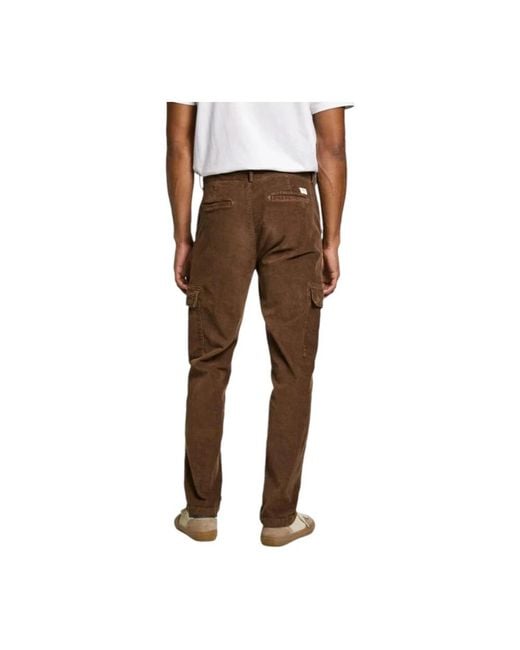 Pepe Jeans Brown Slim-Fit Trousers for men
