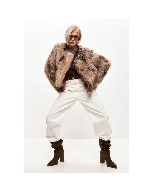 CESARE GASPARI Brown Faux fur & shearling jackets
