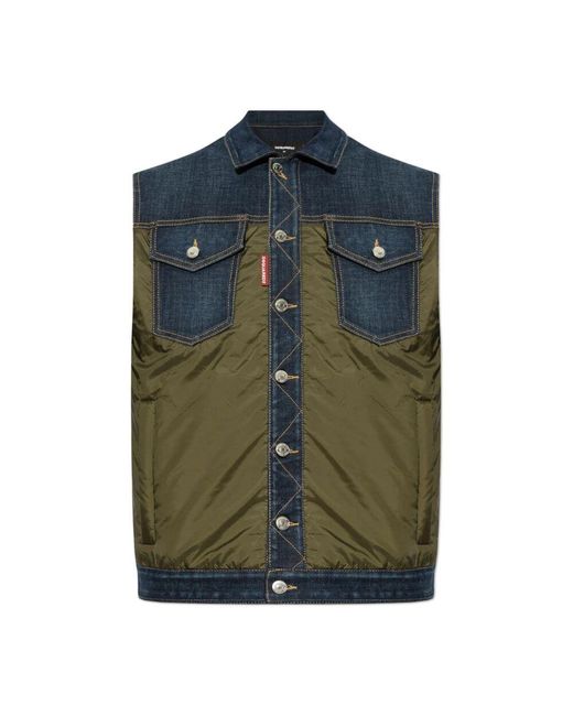 DSquared² Weste aus kombinierten materialien in Green für Herren