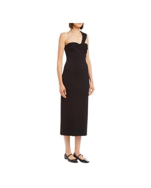 P.A.R.O.S.H. P.A.R.O..H. ,Kleedjes ,Zwart ,Zwarte One-Shoulder Jurk Met Strik in het Black