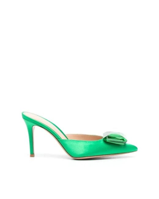 Gianvito Rossi Green Heeled Mules