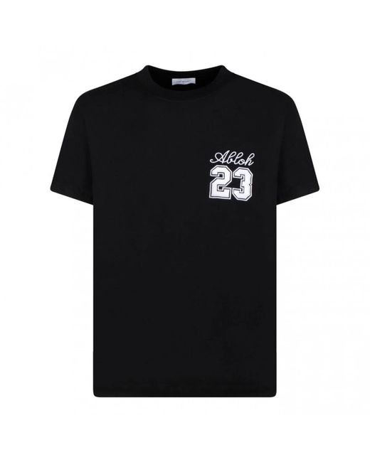 Magliette skate nera con logo ricamato di Off-White c/o Virgil Abloh in Black da Uomo