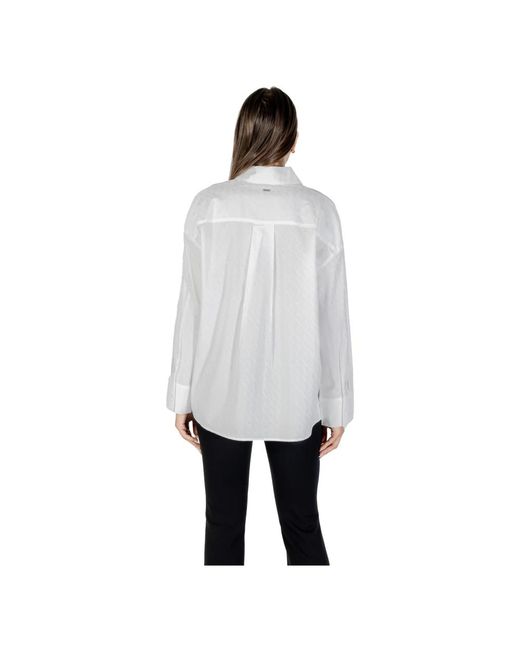 ARMANI EXCHANGE Overhemden ,Wit ,Katoen Elegante Katoenen Blouse Met Wijde Manchetten in het Gray
