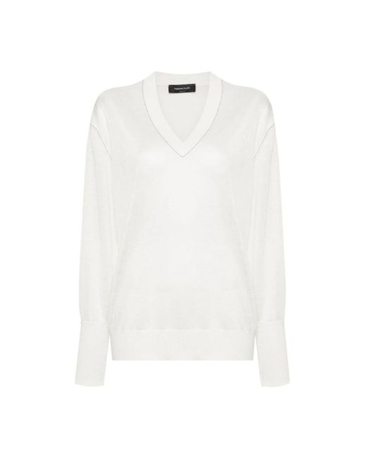 Knitwear > v-neck knitwear Fabiana Filippi en coloris White