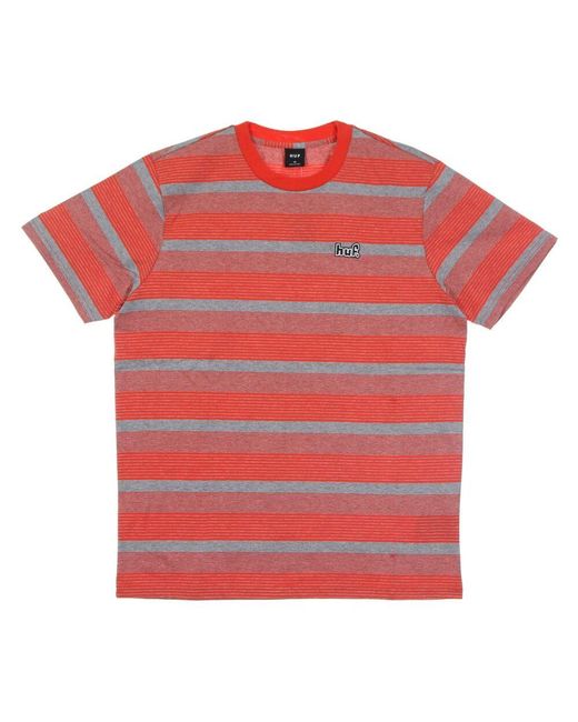 Huf Gestreifter Stricktop Mit Rundhalsausschnitt in Red für Herren