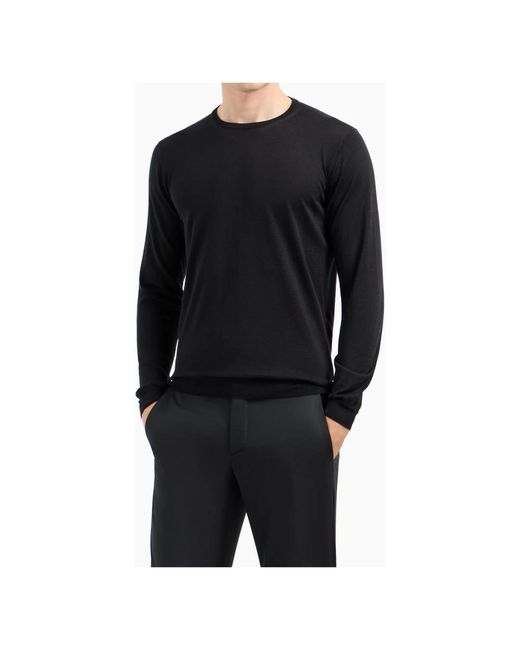 Giorgio Armani Black Round-Neck Knitwear for men