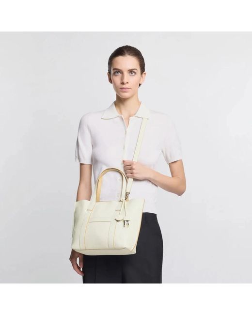 Hogan White Small Script Shopping Bag