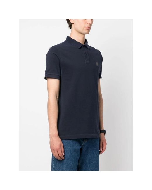 Stone Island Tops ,Blauw ,Polo Mc Marino Patch Logo in het Blue voor heren