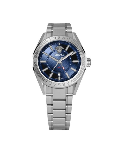 Versace Herren Armbanduhr V-Code Gmt Blau Veafa04244 in Metallic für Herren