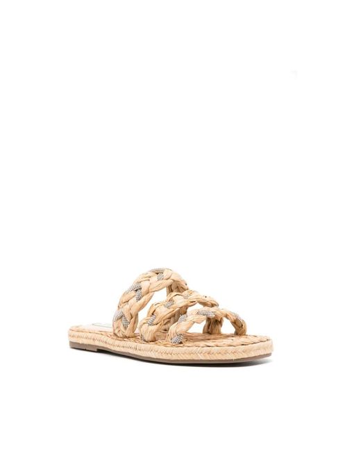 Aquazzura Natural Natürliche raffia sandalen mit hellem gummi