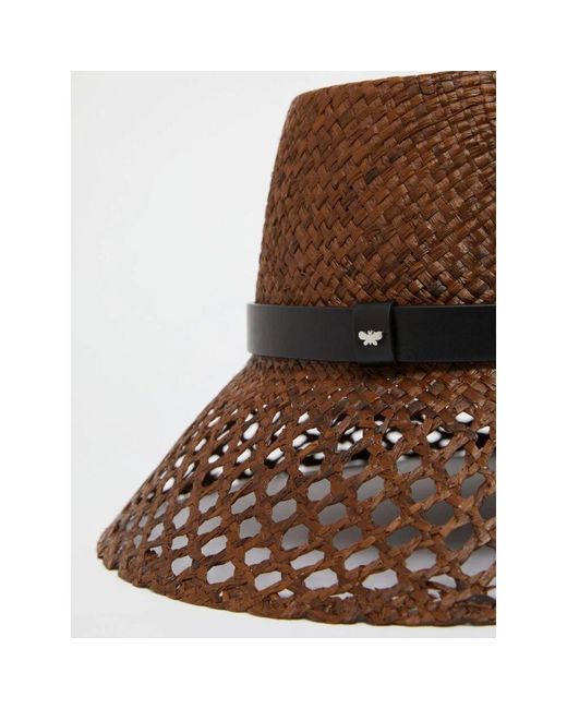 Weekend by Maxmara Brown Raffia Eimer Hut Mit Lederriemen