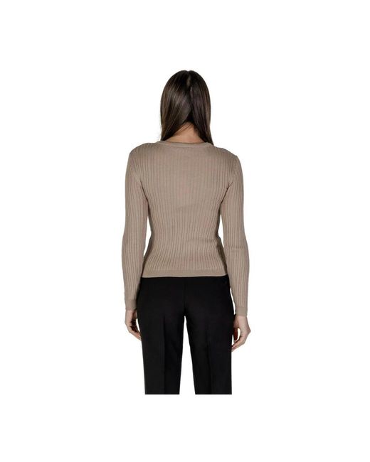 Round-Neck Knitwear di Vila in Natural