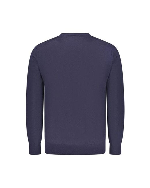 Guess Blaue Wollpullover Mit Gerippten Details in Blue für Herren