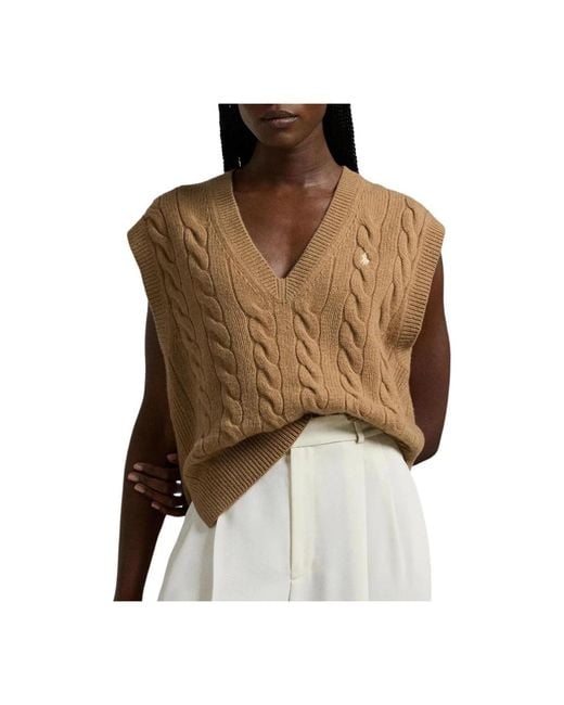 Ralph Lauren Natural V-Neck Knitwear