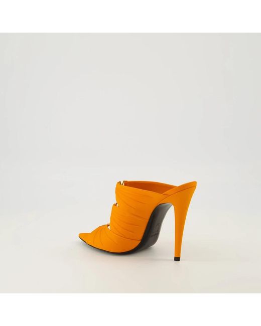 Saint Laurent Orange Heeled Mules