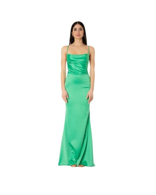 ACTUALEE Kleedjes ,Groen ,Satijn Elegante Satijnen Jurk Met Kruisrug in het Green