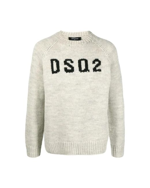 DSquared² Gray Round-Neck Knitwear for men