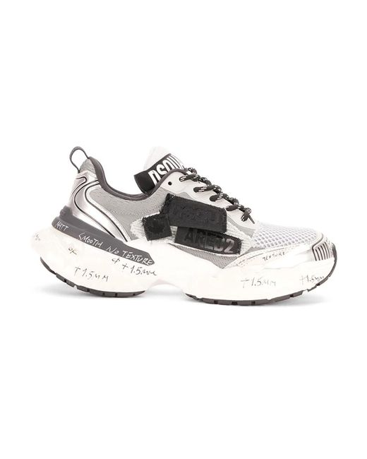 DSquared² Silberne Flache Schuhe in White für Herren