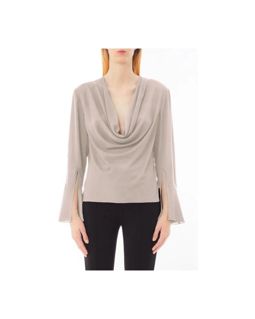 Liu Jo Overhemden ,Grijs ,Elegante Georgette Blouse Met V-Hals in het Gray