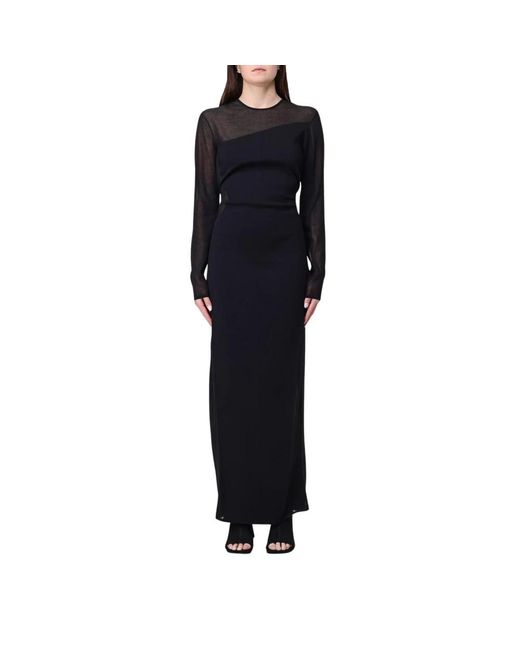 Stella McCartney Elegante Maxi-Jurk Met Transparant Juk in het Blue