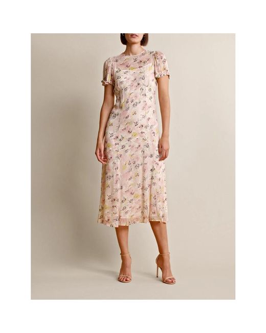 byTiMo Kleedjes ,Veelkleurig ,Chiffon Elegante Chiffon Midi Jurk in het Natural
