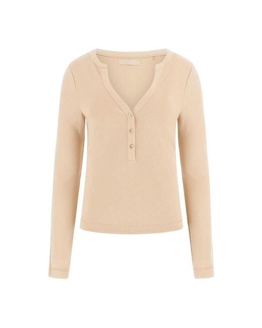 Guess Long Sleeve Tops in het Natural