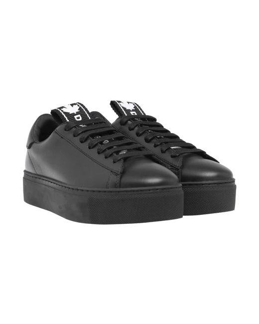 DSquared² Schoenen ,Zwart ,Leer Evolution Tape Logo Sneakers in het Black